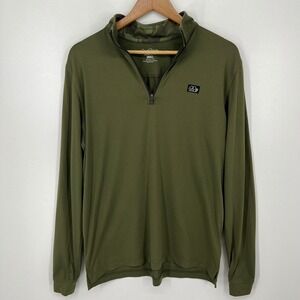Good Good Golf Mens Quarter Zip Pullover Olive Green Camo Trim Small
